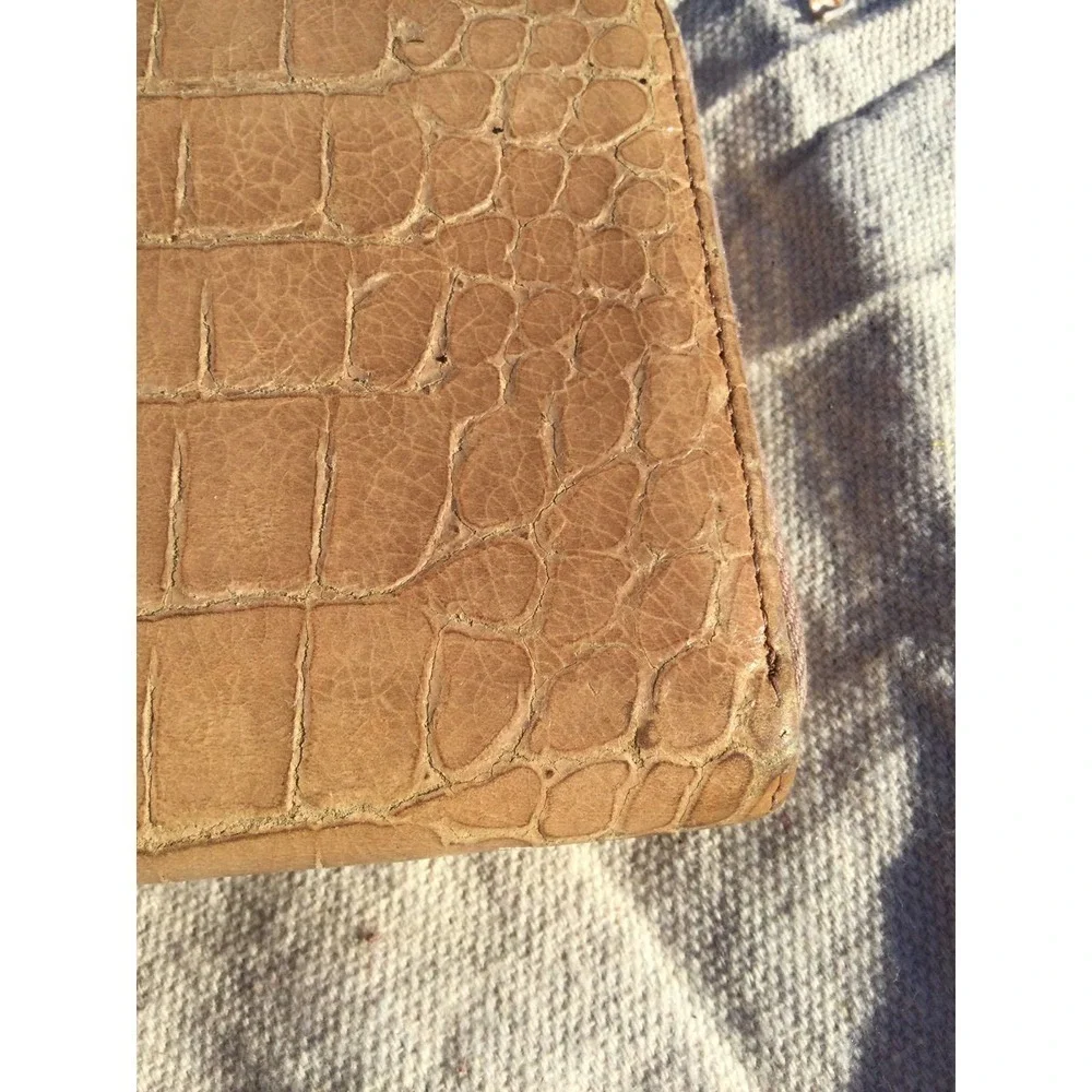 Miu‎ miu full zip wallet mustard yellow crocodile skin leather 7” 7 in alligator